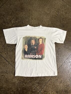 Vintage 1998 Hanson Boy Band White T-shirt Size L Made In USA 90s Rare